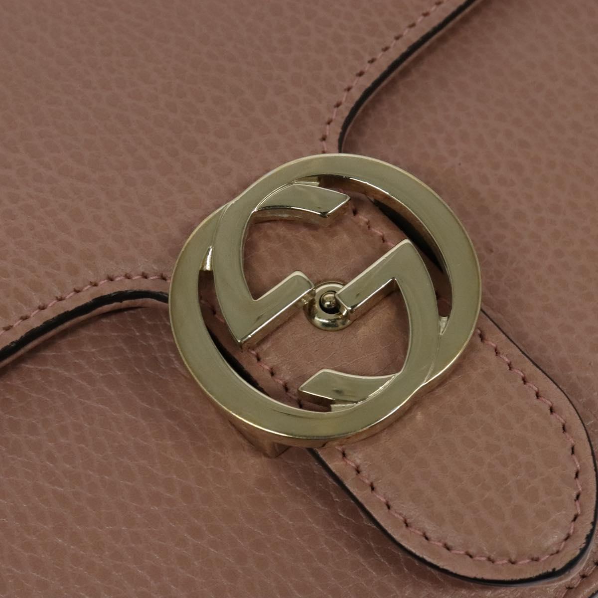 GUCCI Interlocking Chain Shoulder Bag Leather Pink Gold 510303 Auth ki5677