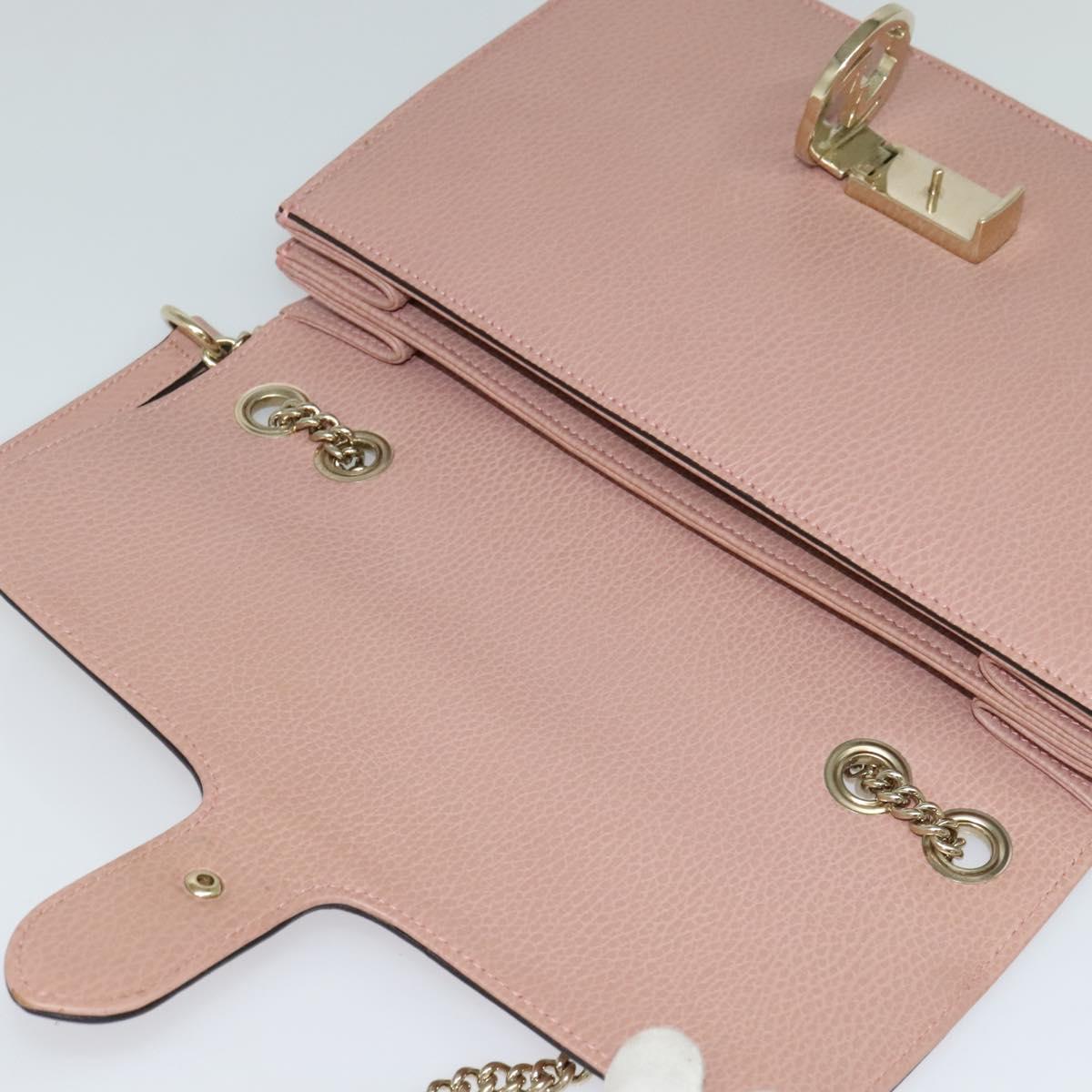 GUCCI Interlocking Chain Shoulder Bag Leather Pink Gold 510303 Auth ki5677