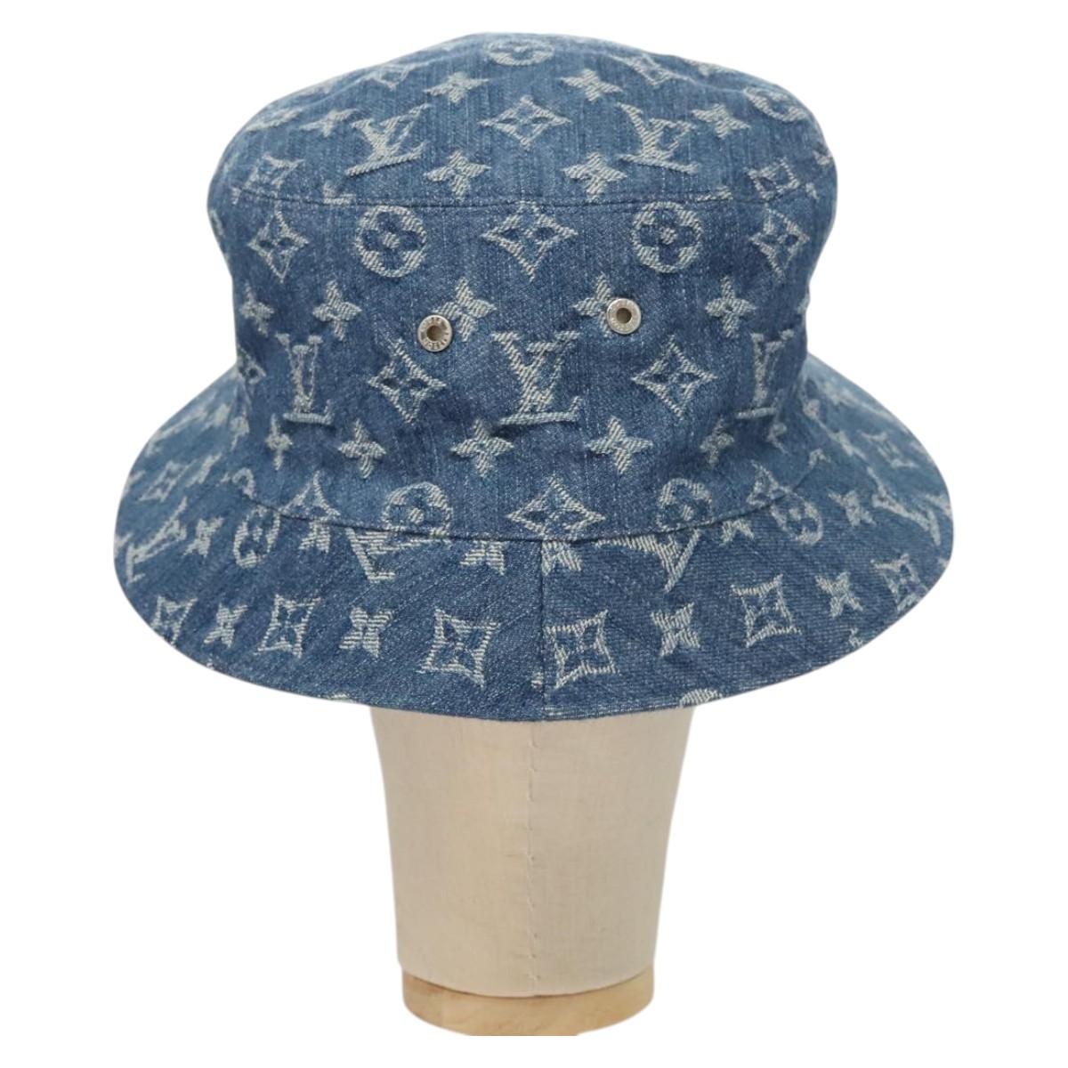 LOUIS VUITTON Monogram Denim Bucket Hat Blue M78772 LV Auth ki5688