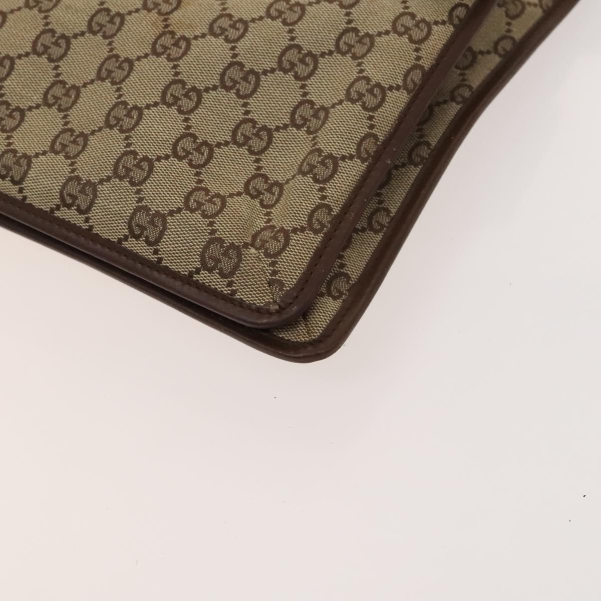 GUCCI GG Canvas Shoulder Bag Brown Silver 019 0489 Auth ki5690
