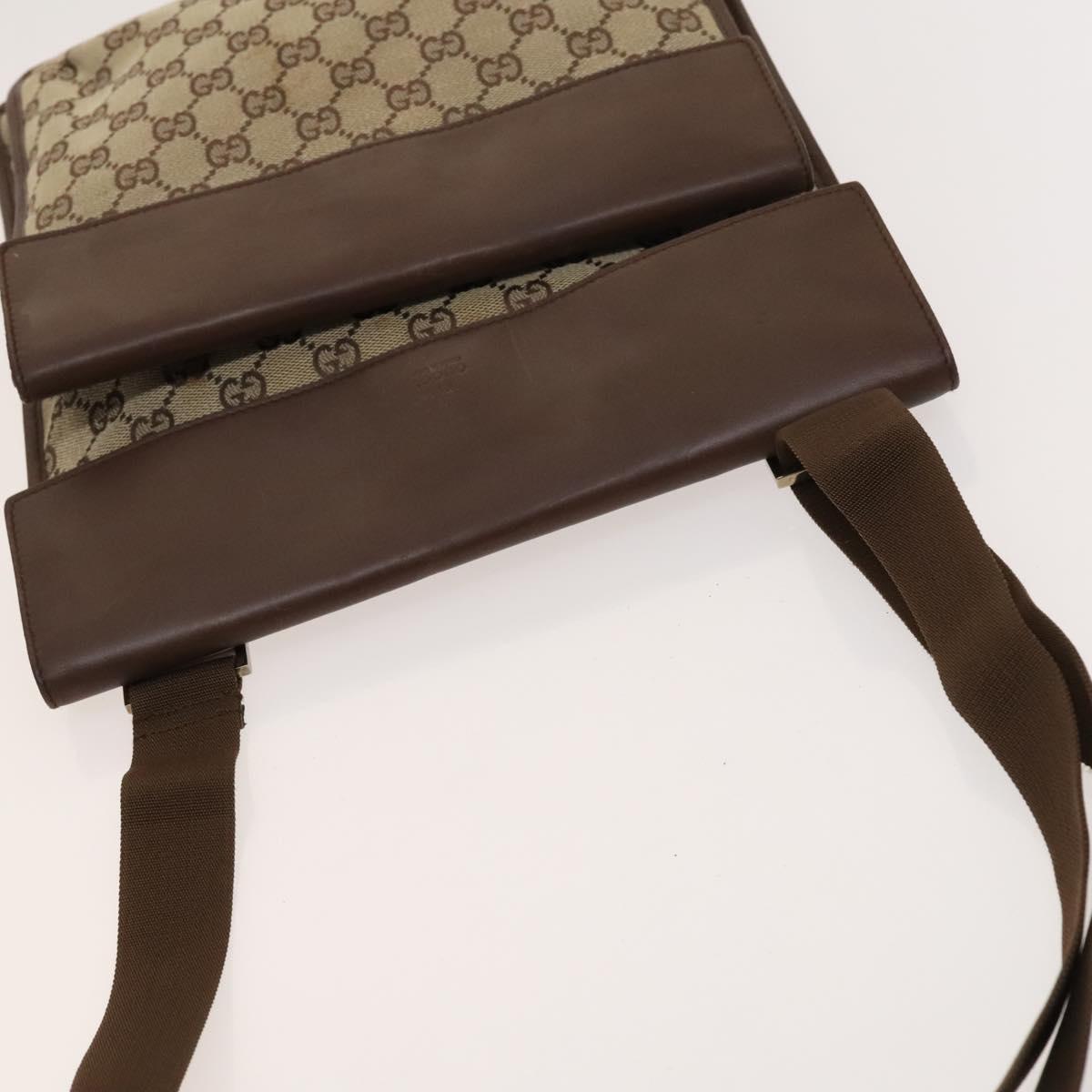 GUCCI GG Canvas Shoulder Bag Brown Silver 019 0489 Auth ki5690