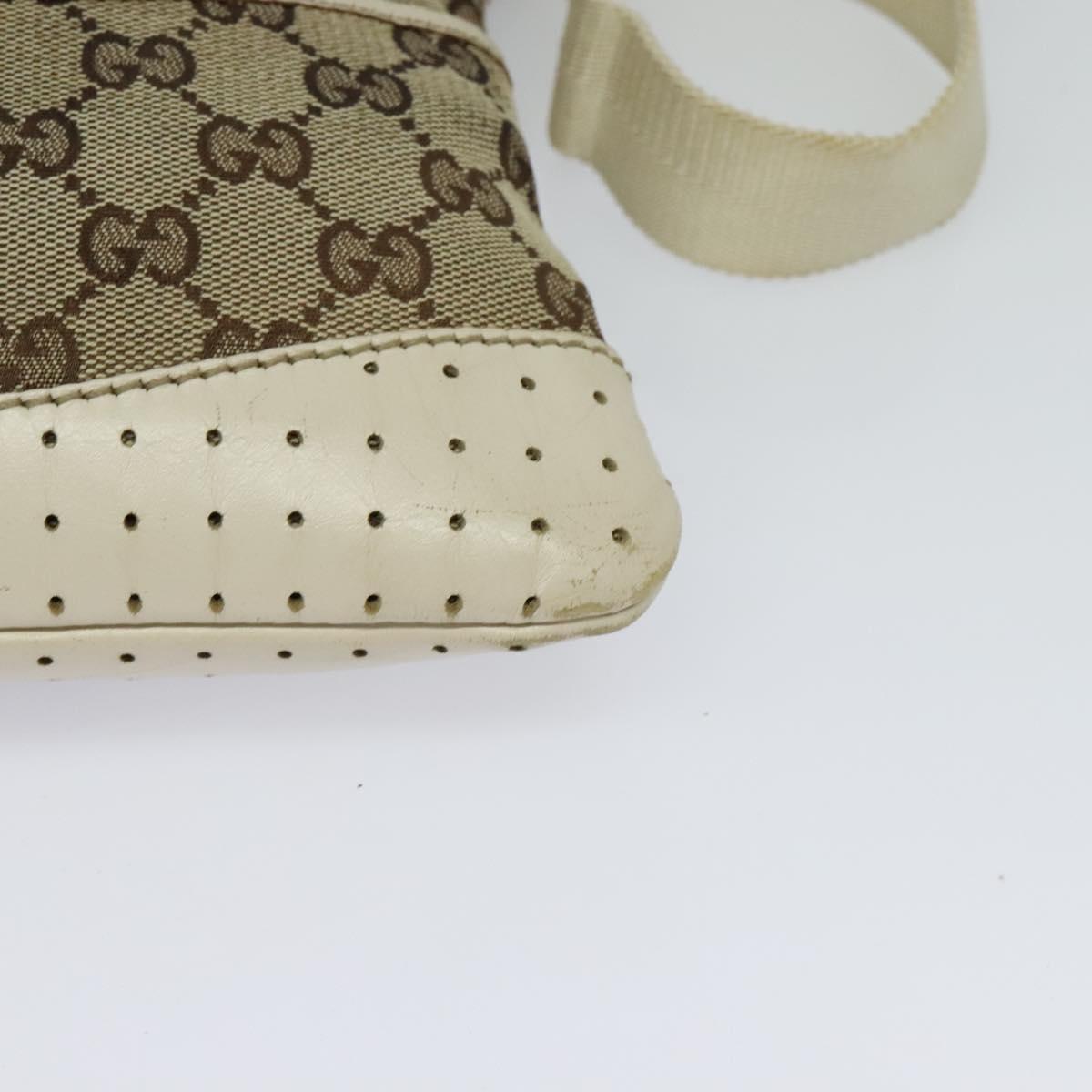 GUCCI GG Canvas Shoulder Bag Beige Silver 147671 Auth ki5693