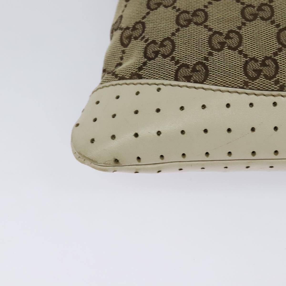 GUCCI GG Canvas Shoulder Bag Beige Silver 147671 Auth ki5693