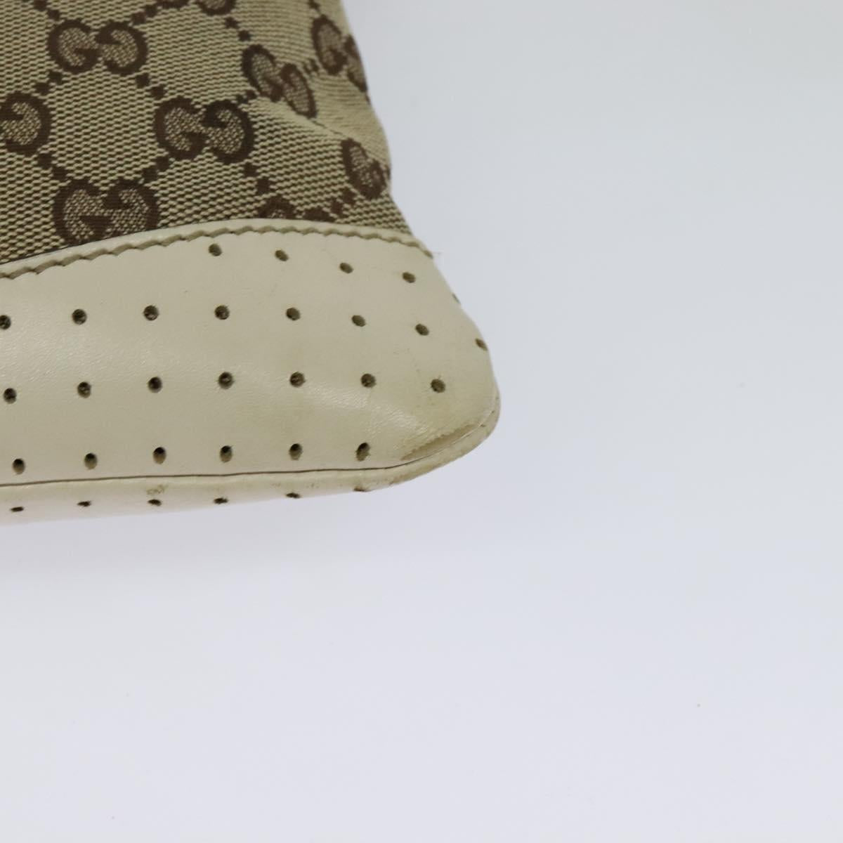GUCCI GG Canvas Shoulder Bag Beige Silver 147671 Auth ki5693