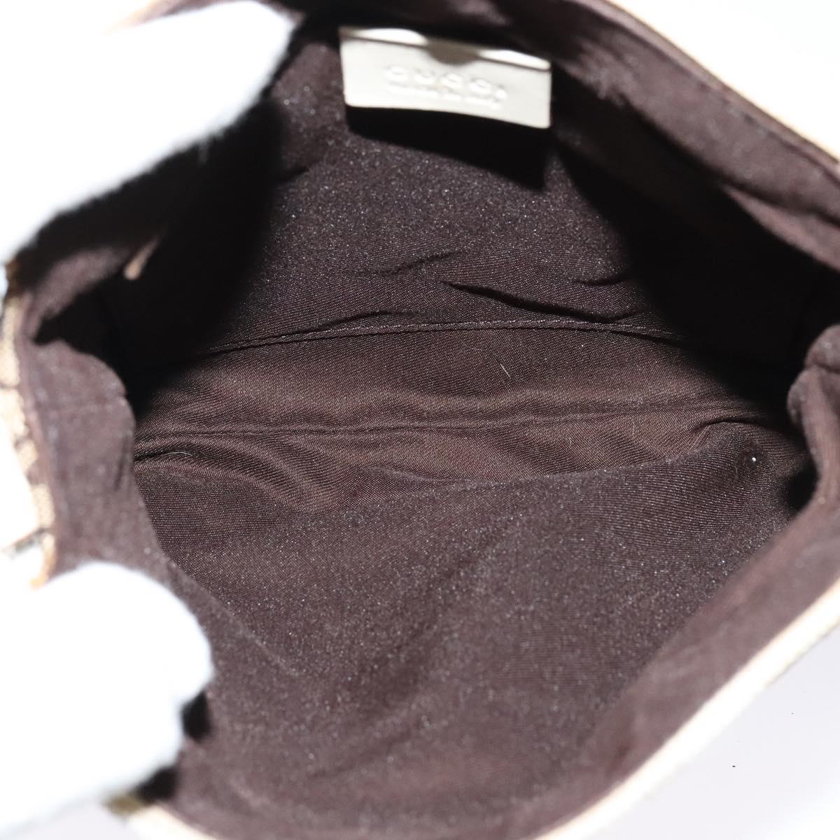 GUCCI GG Canvas Shoulder Bag Beige Silver 147671 Auth ki5693