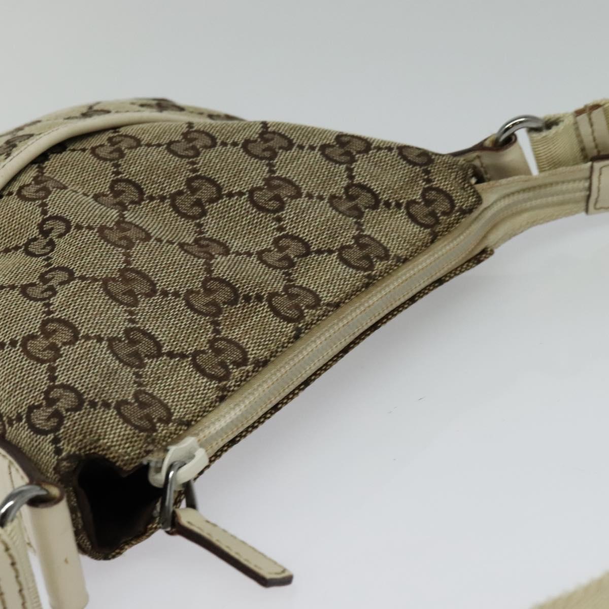 GUCCI GG Canvas Shoulder Bag Beige Silver 147671 Auth ki5693