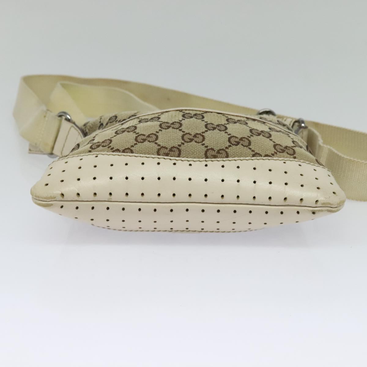 GUCCI GG Canvas Shoulder Bag Beige Silver 147671 Auth ki5693
