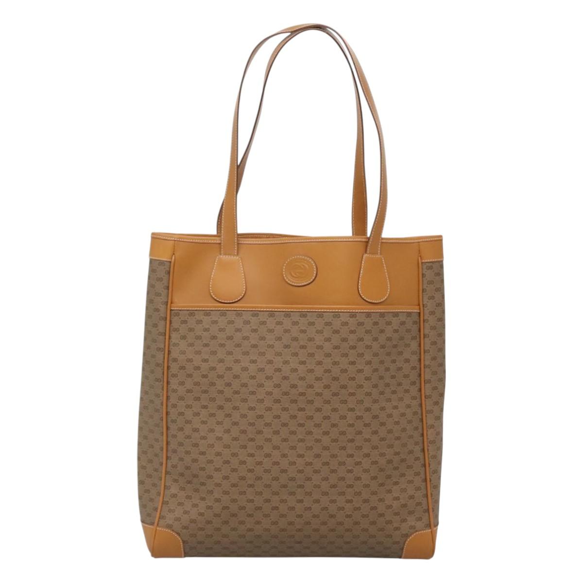 GUCCI Micro GG Supreme Tote Bag PVC Beige Gold 002 39 0173 Auth ki5697
