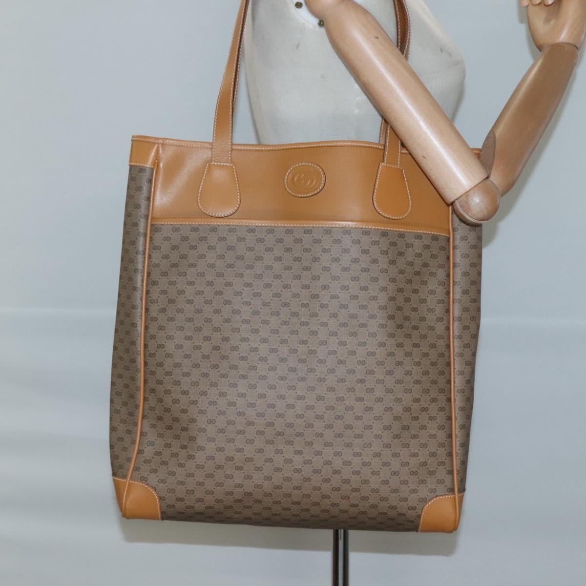 GUCCI Micro GG Supreme Tote Bag PVC Beige Gold 002 39 0173 Auth ki5697