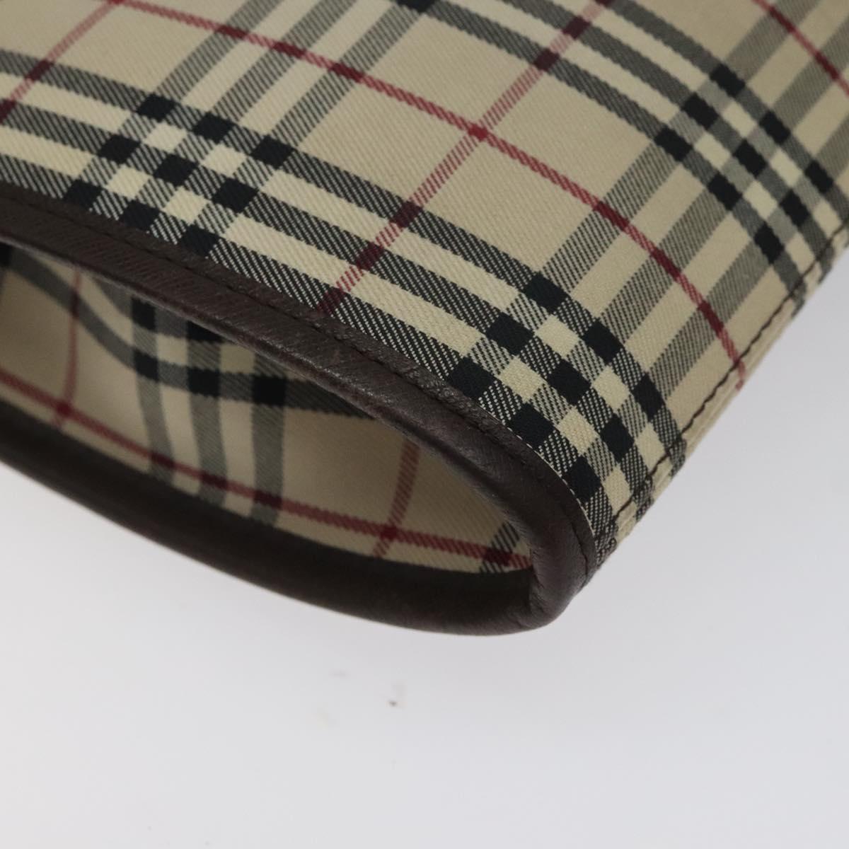 BURBERRY Nova Check Shoulder Bag Canvas Beige Brown Silver Auth ki5712