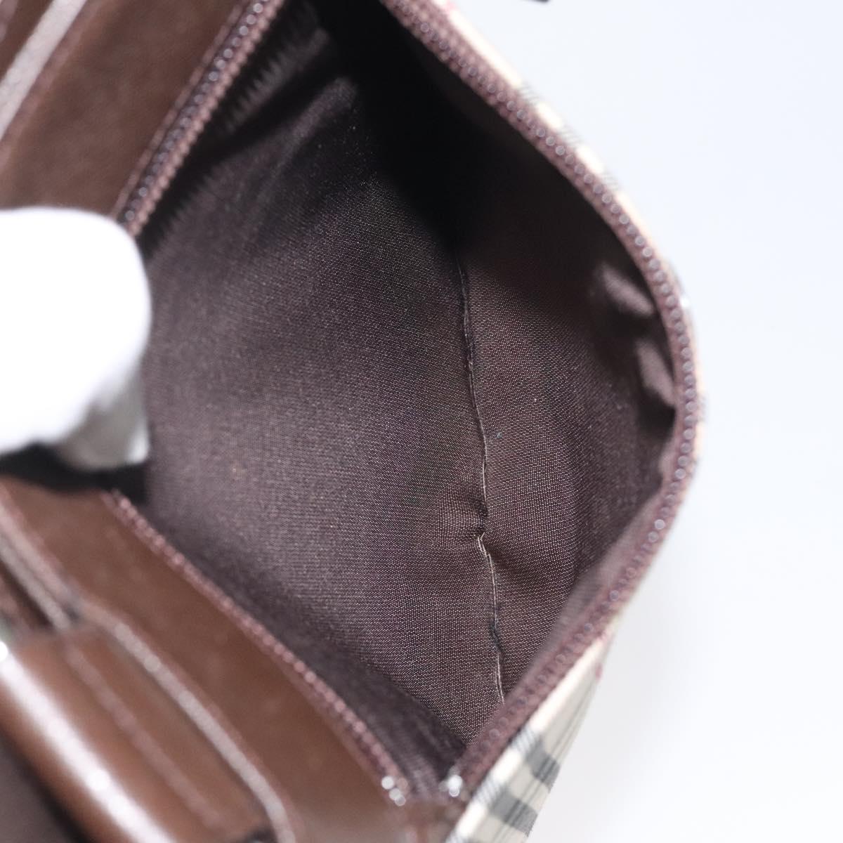 BURBERRY Nova Check Shoulder Bag Canvas Beige Brown Silver Auth ki5712