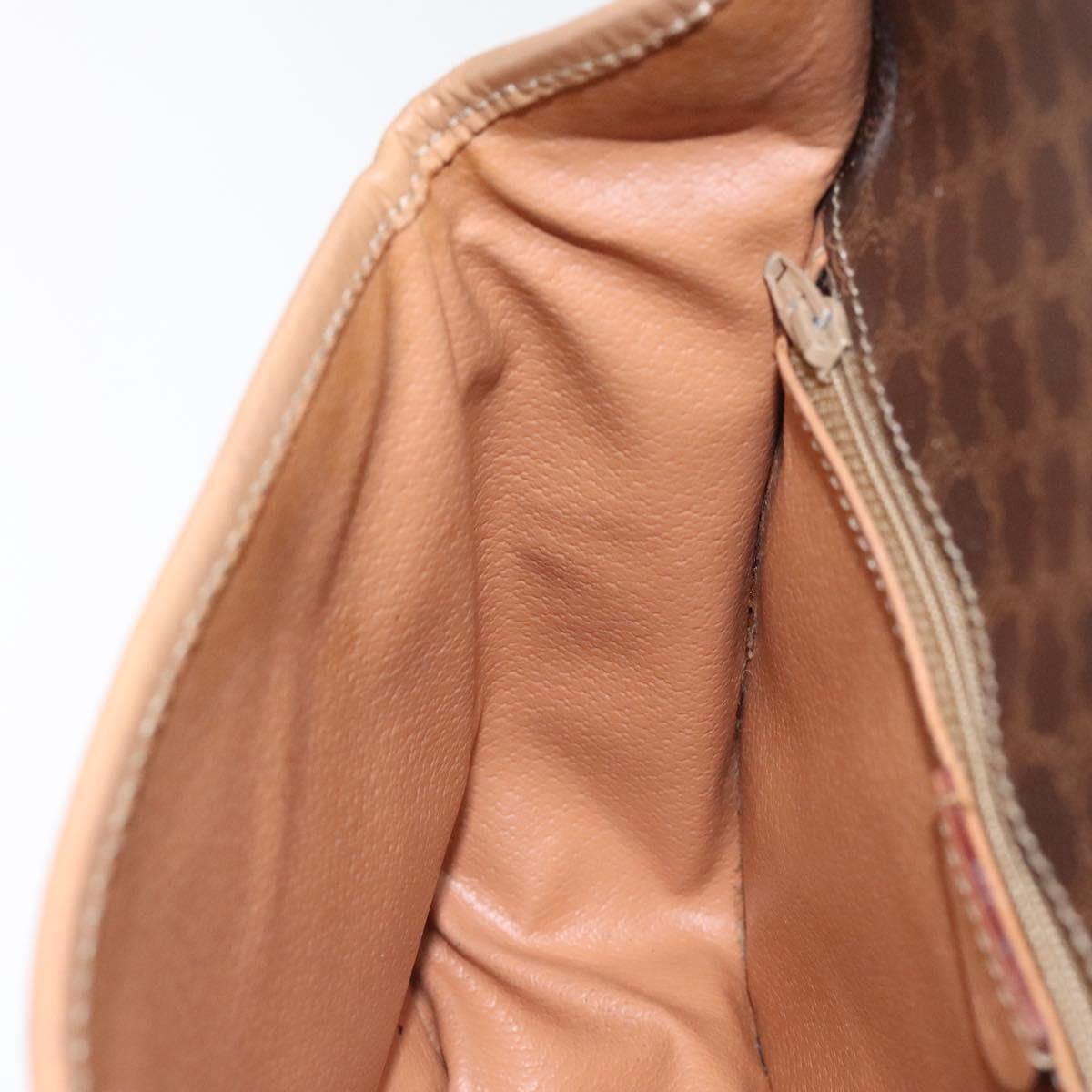 CELINE Macadam Canvas Shoulder Bag PVC Leather Brown Gold Auth ki5724