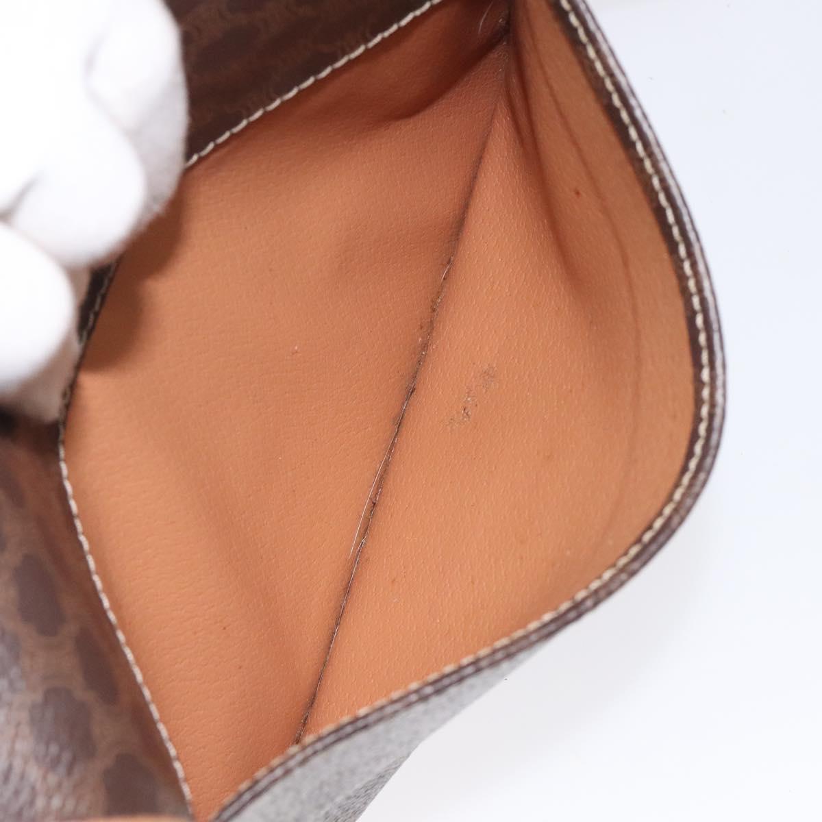 CELINE Macadam Canvas Shoulder Bag PVC Leather Brown Gold Auth ki5724