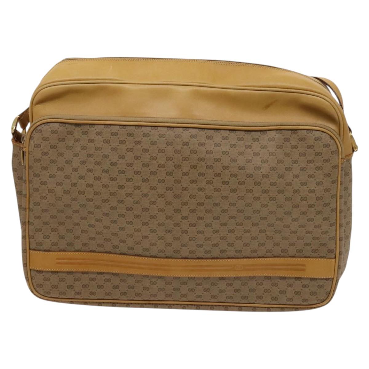 GUCCI Micro GG Supreme Shoulder Bag PVC Beige Gold 02 37 5442 Auth ki5727