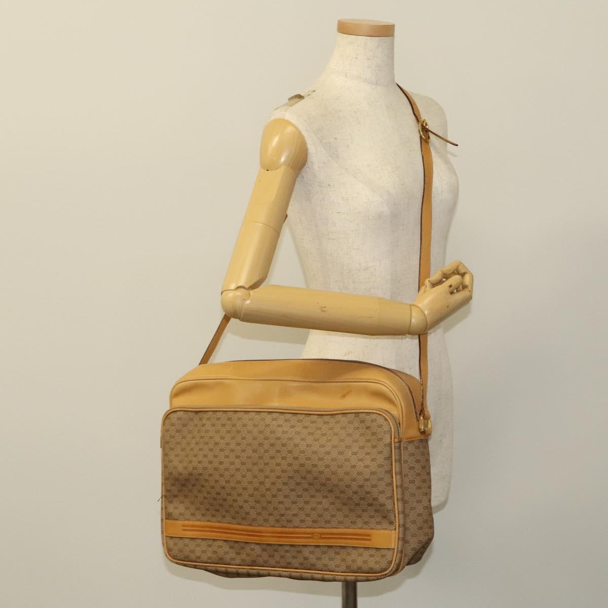 GUCCI Micro GG Supreme Shoulder Bag PVC Beige Gold 02 37 5442 Auth ki5727