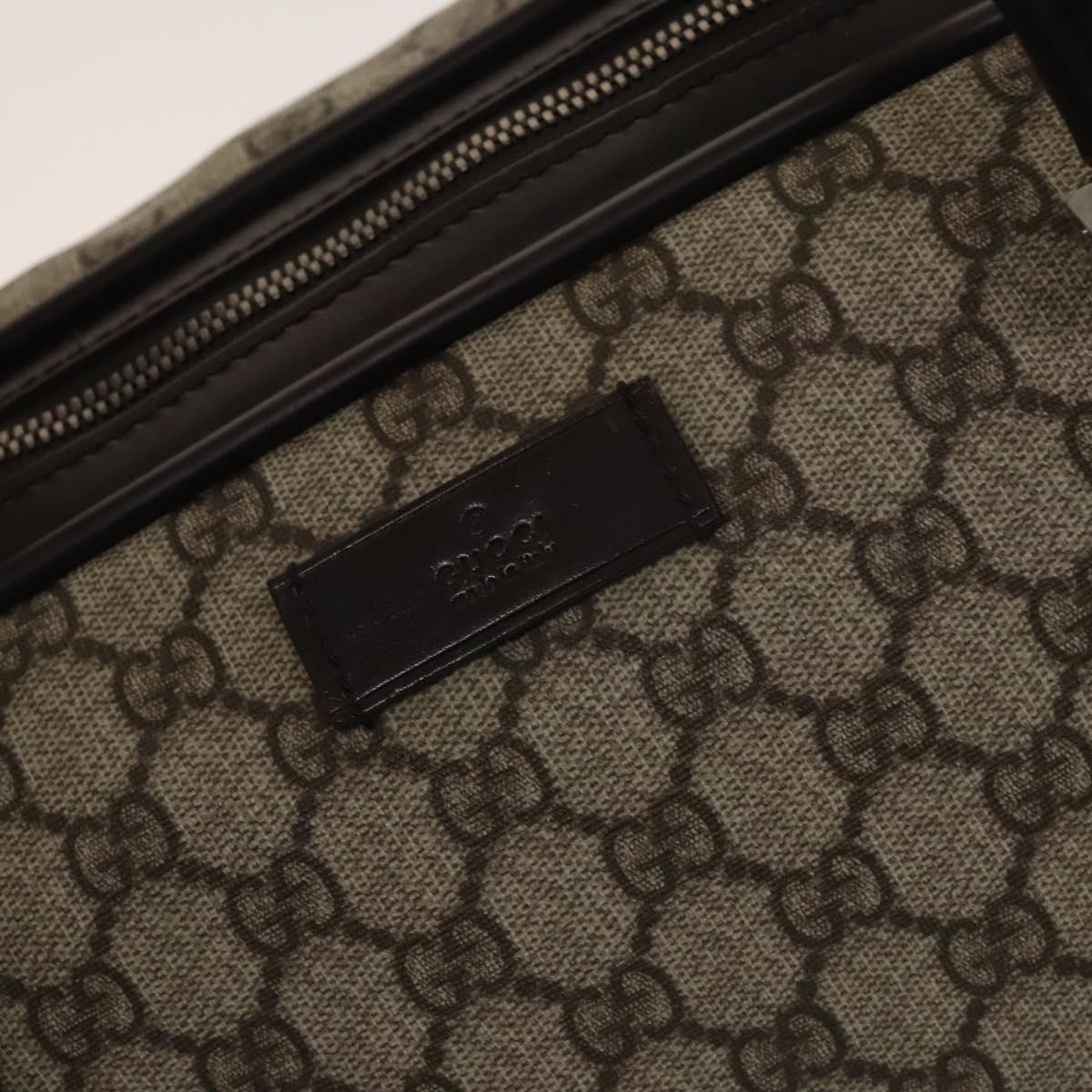 GUCCI GG Supreme Boston Bag PVC Brown Silver 108793 Auth ki5734