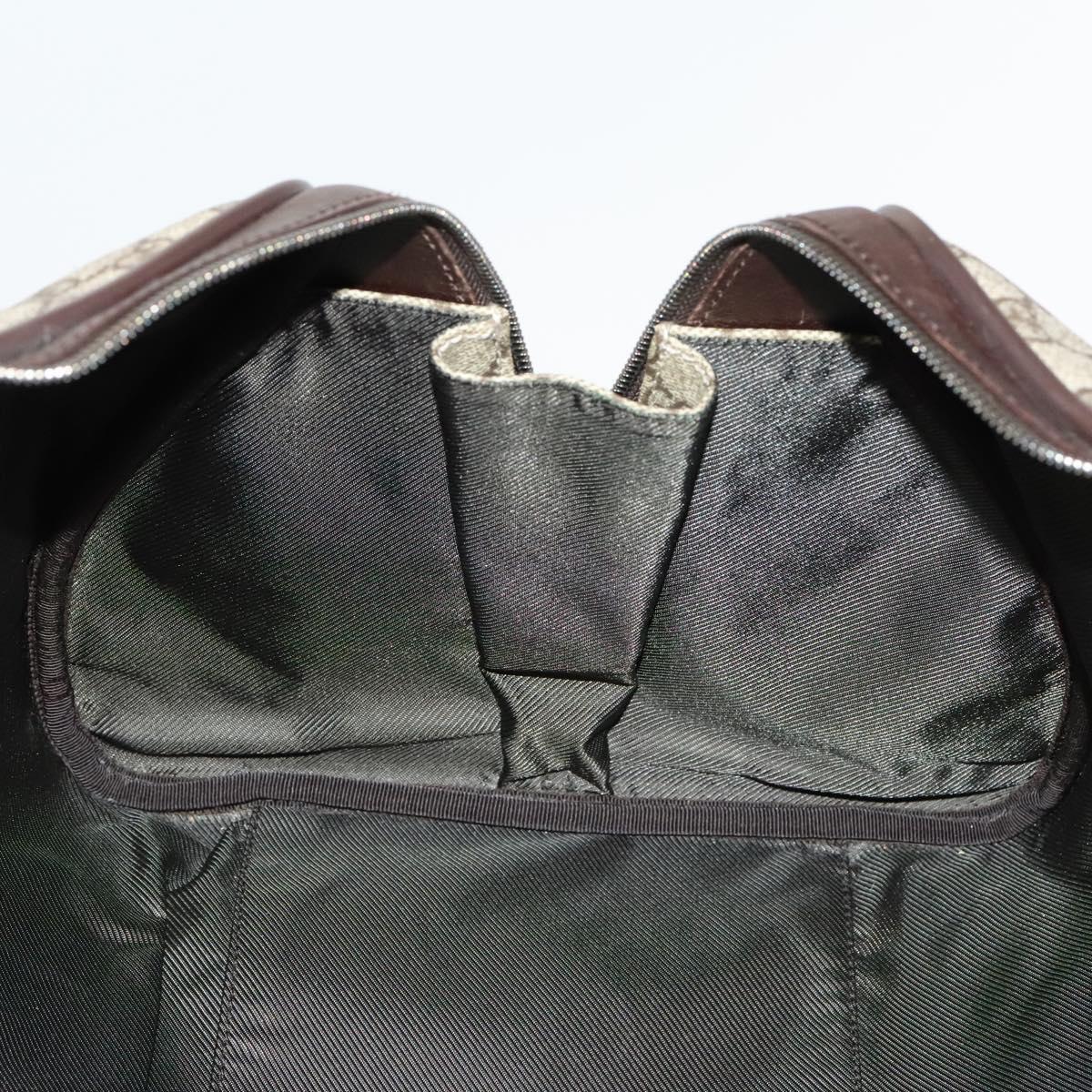 GUCCI GG Supreme Boston Bag PVC Brown Silver 108793 Auth ki5734