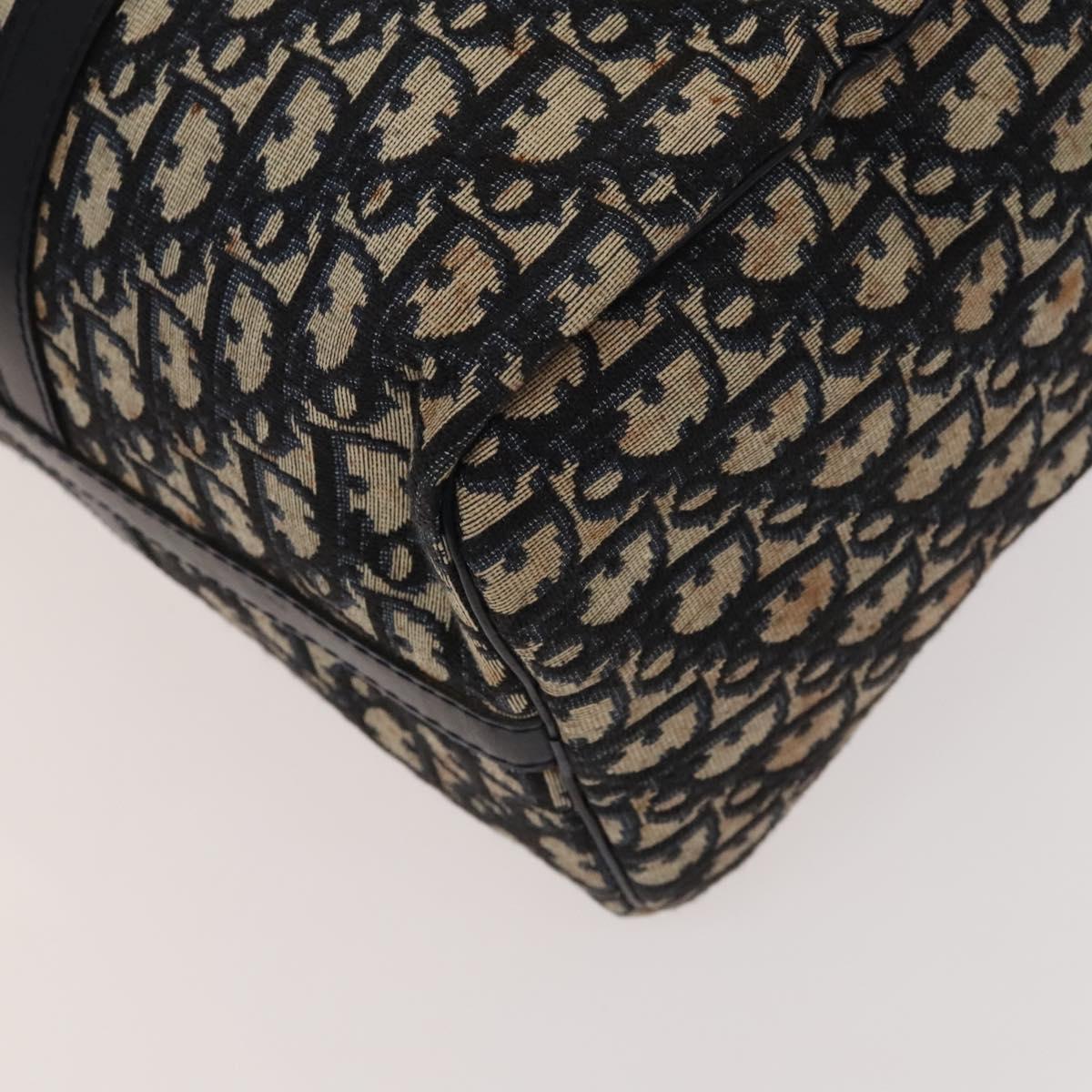 Christian Dior Trotter Canvas Mini Boston Bag Navy Silver Auth ki5738