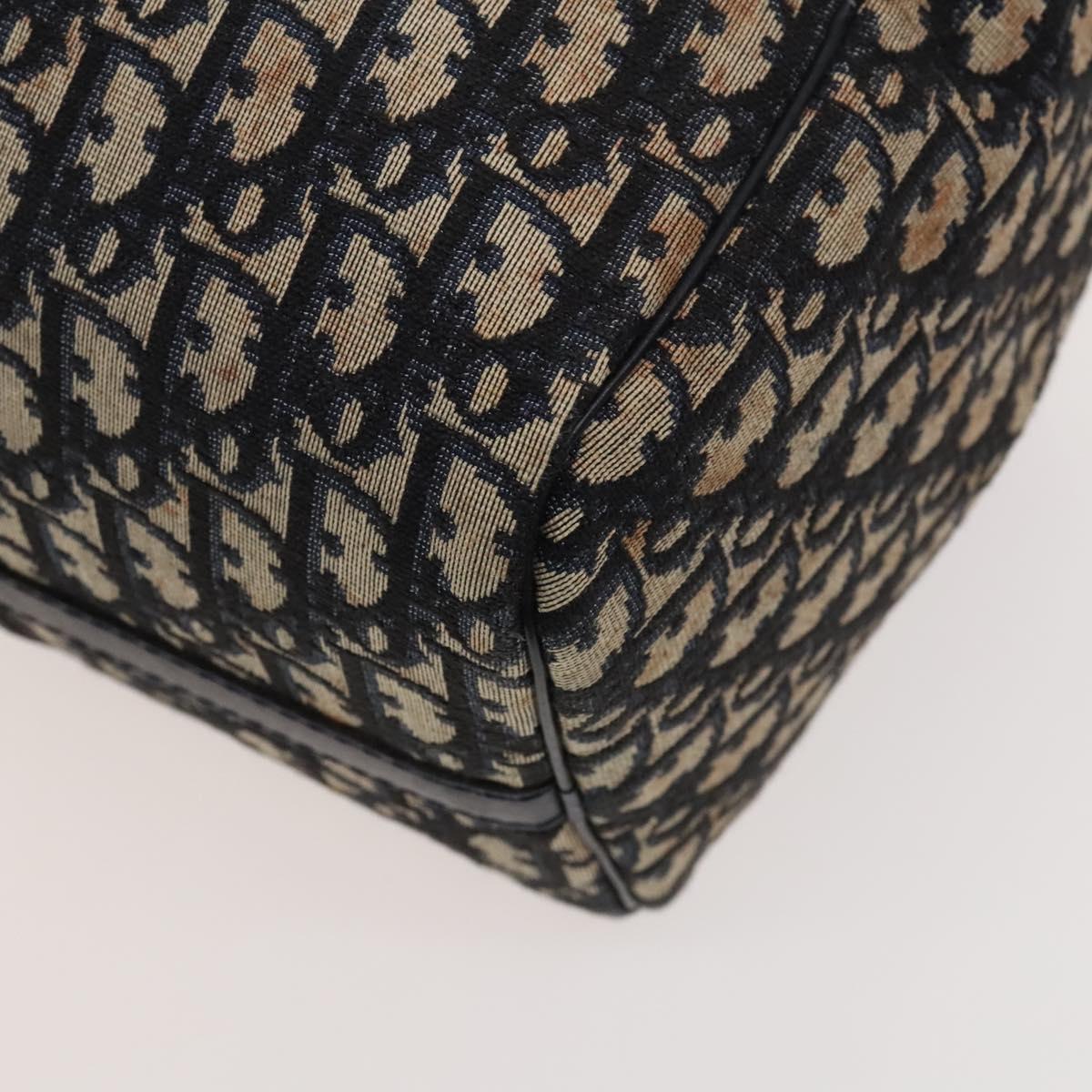 Christian Dior Trotter Canvas Mini Boston Bag Navy Silver Auth ki5738