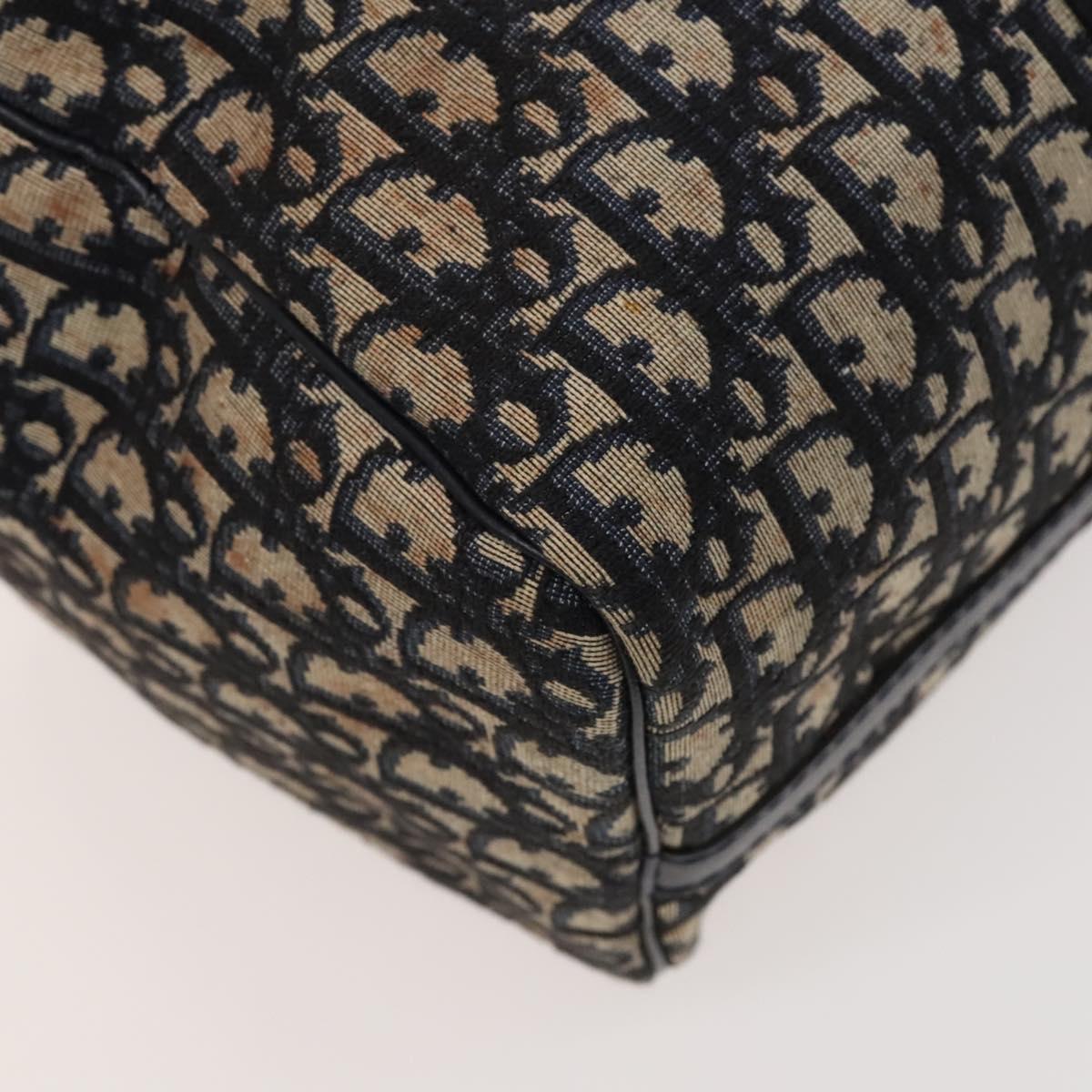 Christian Dior Trotter Canvas Mini Boston Bag Navy Silver Auth ki5738