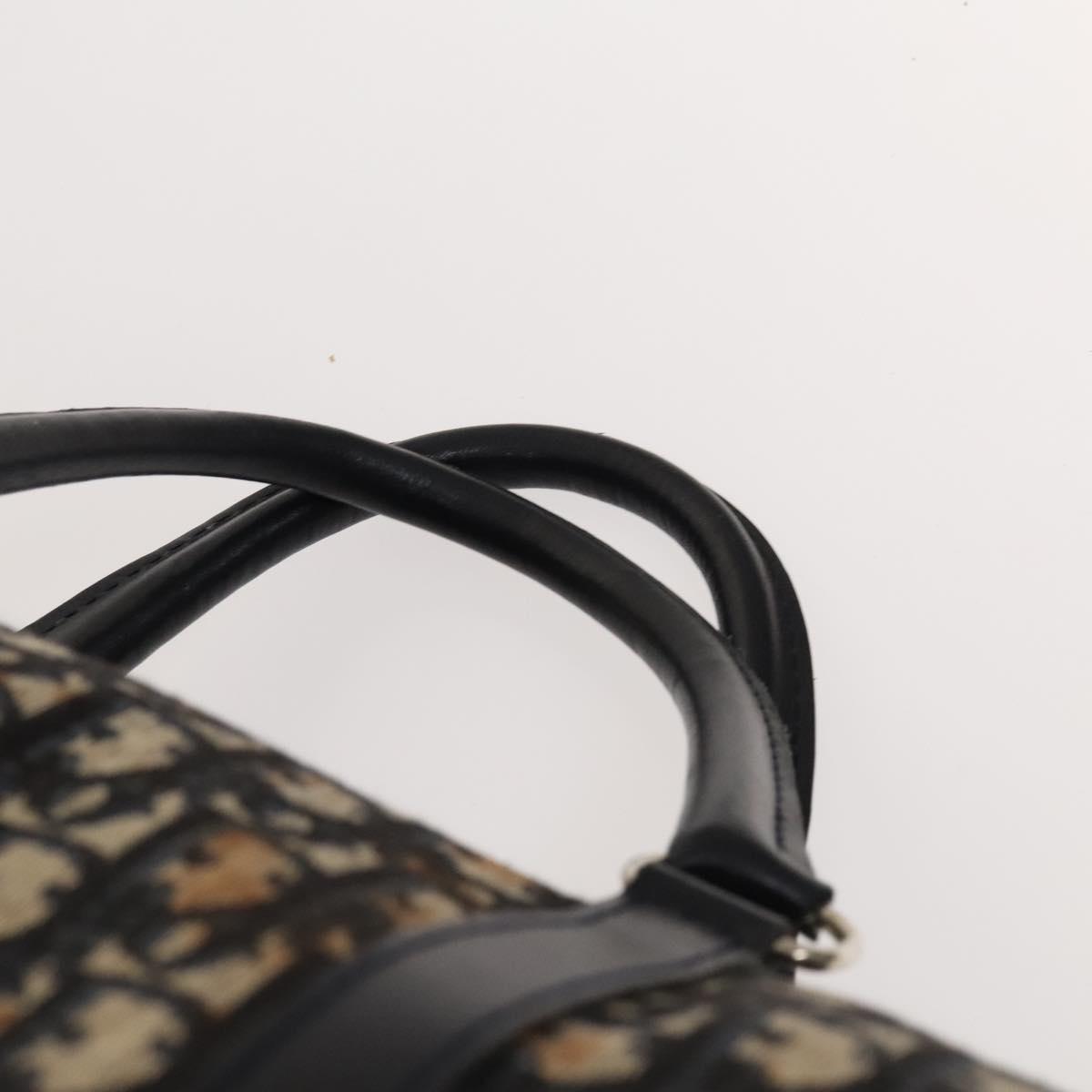 Christian Dior Trotter Canvas Mini Boston Bag Navy Silver Auth ki5738