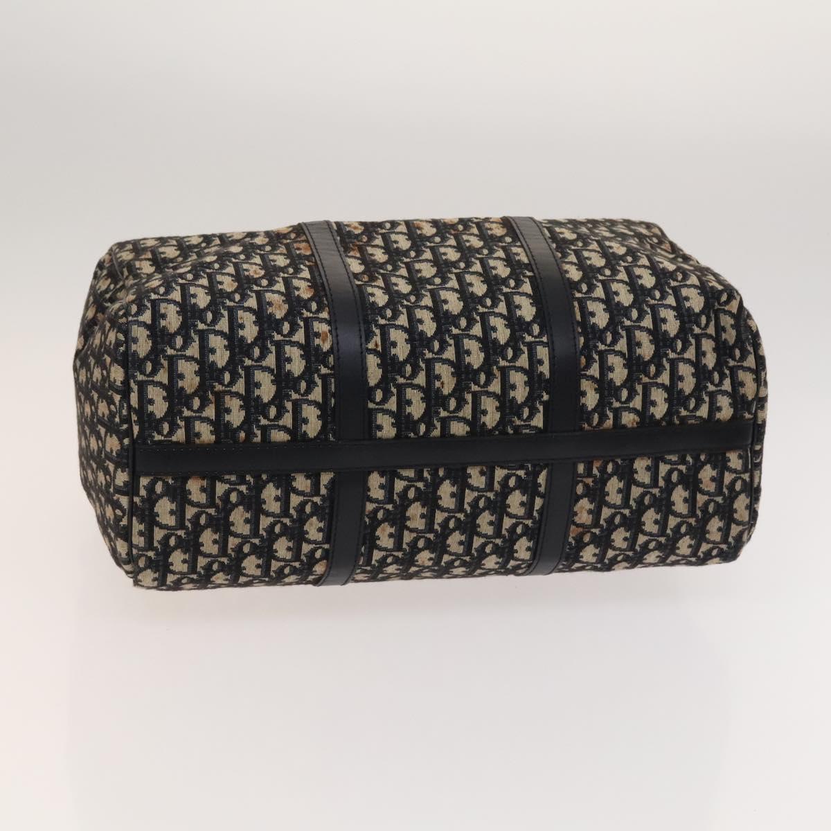 Christian Dior Trotter Canvas Mini Boston Bag Navy Silver Auth ki5738