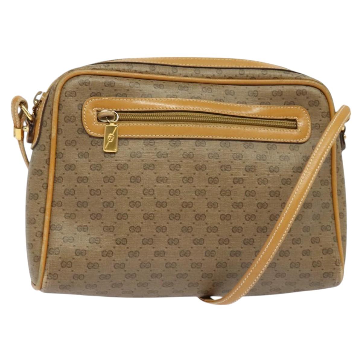 GUCCI Micro GG Supreme Shoulder Bag PVC Beige Gold 007 58 0014 Auth ki5741