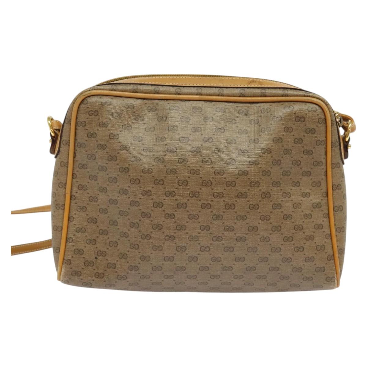 GUCCI Micro GG Supreme Shoulder Bag PVC Beige Gold 007 58 0014 Auth ki5741