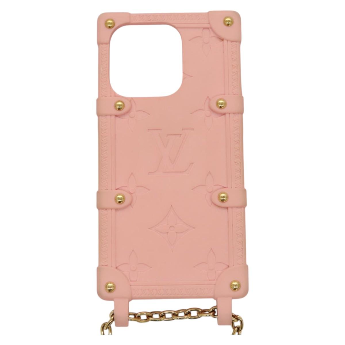 LOUIS VUITTON Monogram Trunk IPHONE14PRO iPhone Case Pink M82082 LV Auth ki5744