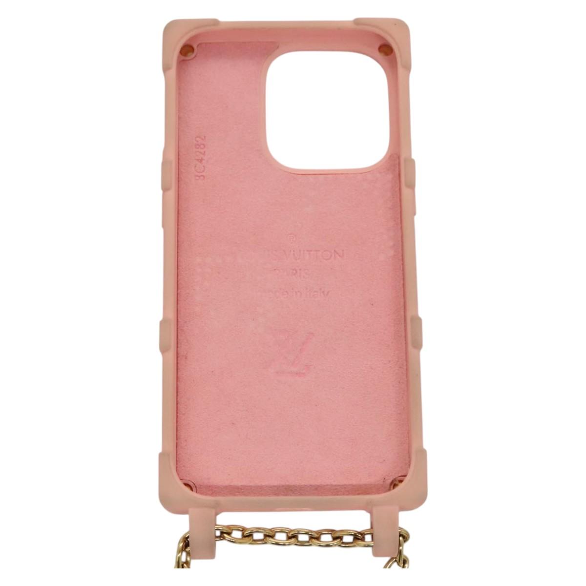 LOUIS VUITTON Monogram Trunk IPHONE14PRO iPhone Case Pink M82082 LV Auth ki5744