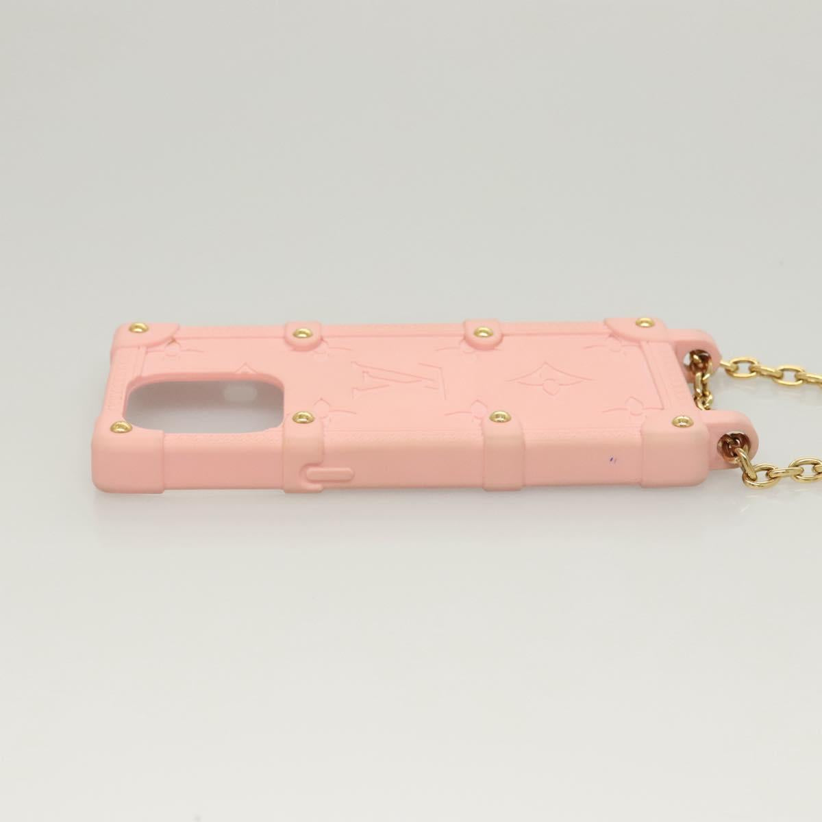 LOUIS VUITTON Monogram Trunk IPHONE14PRO iPhone Case Pink M82082 LV Auth ki5744