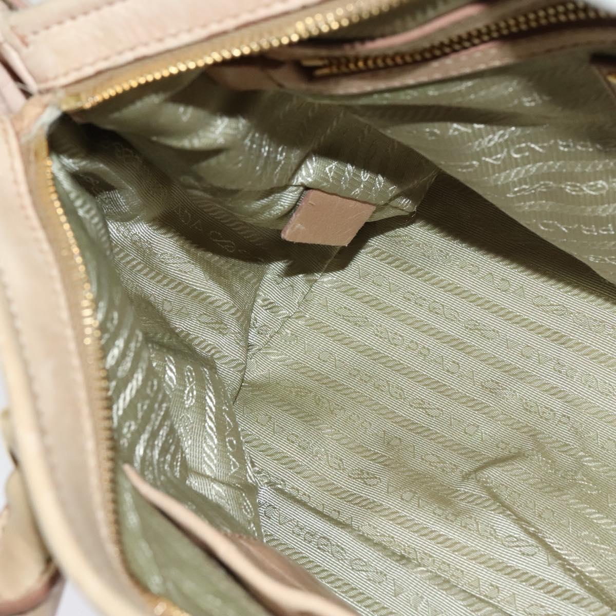 PRADA Hand Bag Leather 2way Beige Gold Auth ki5757