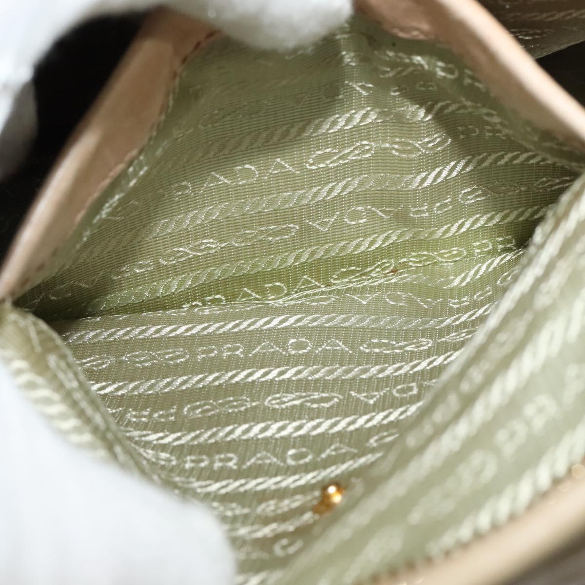 PRADA Hand Bag Leather 2way Beige Gold Auth ki5757