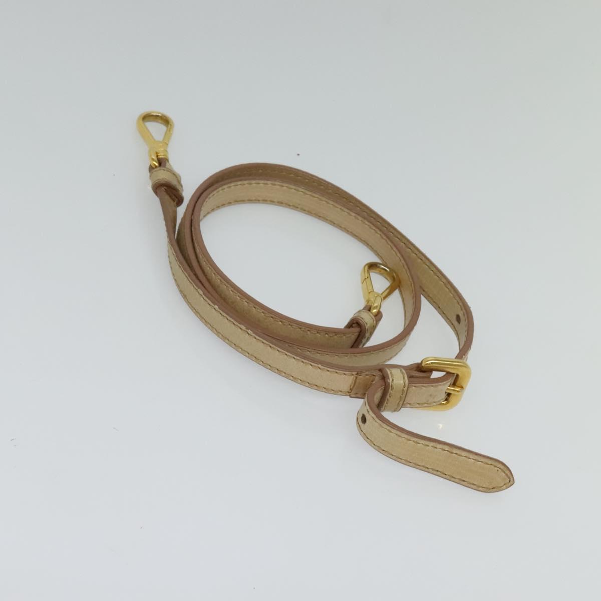 PRADA Hand Bag Leather 2way Beige Gold Auth ki5757