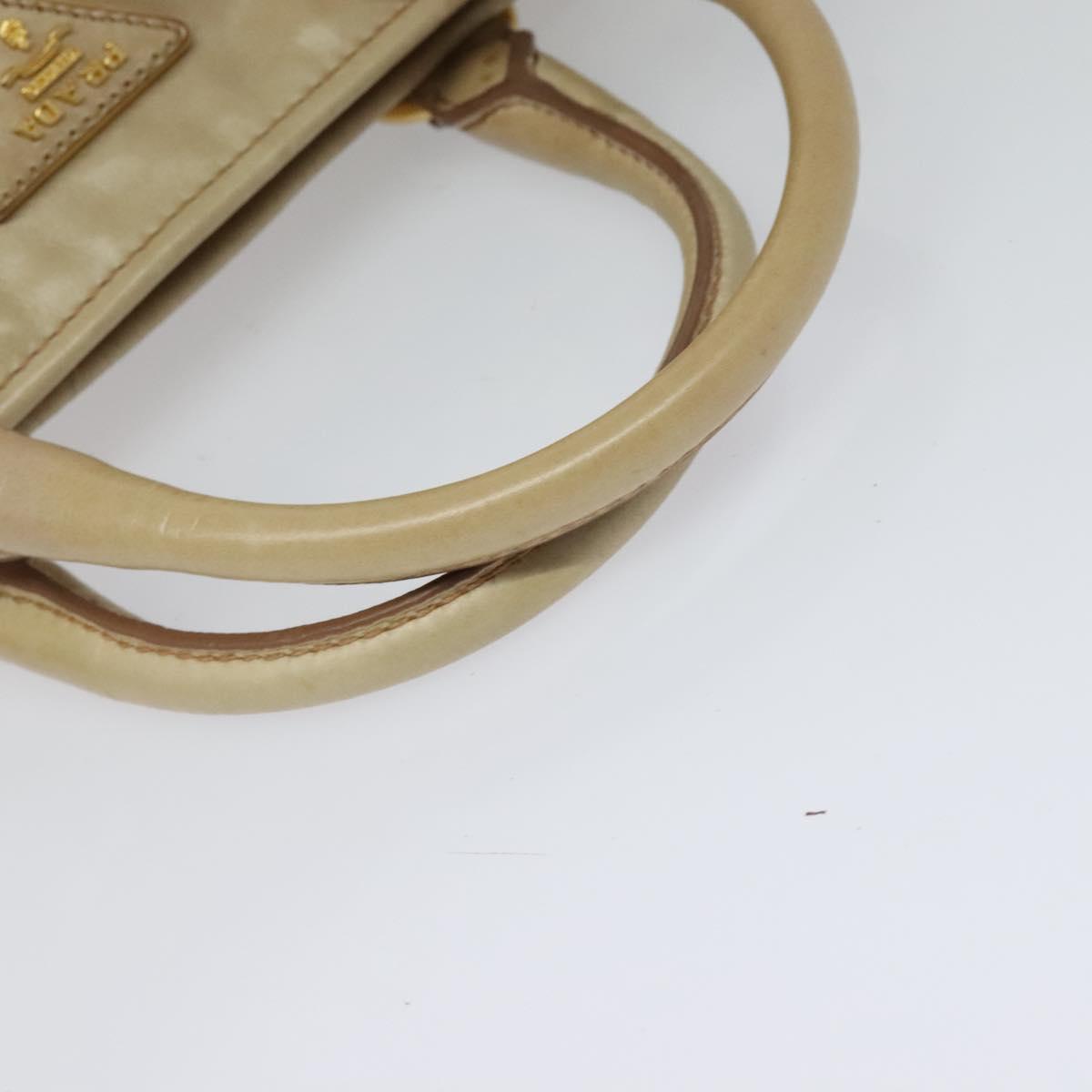PRADA Hand Bag Leather 2way Beige Gold Auth ki5757