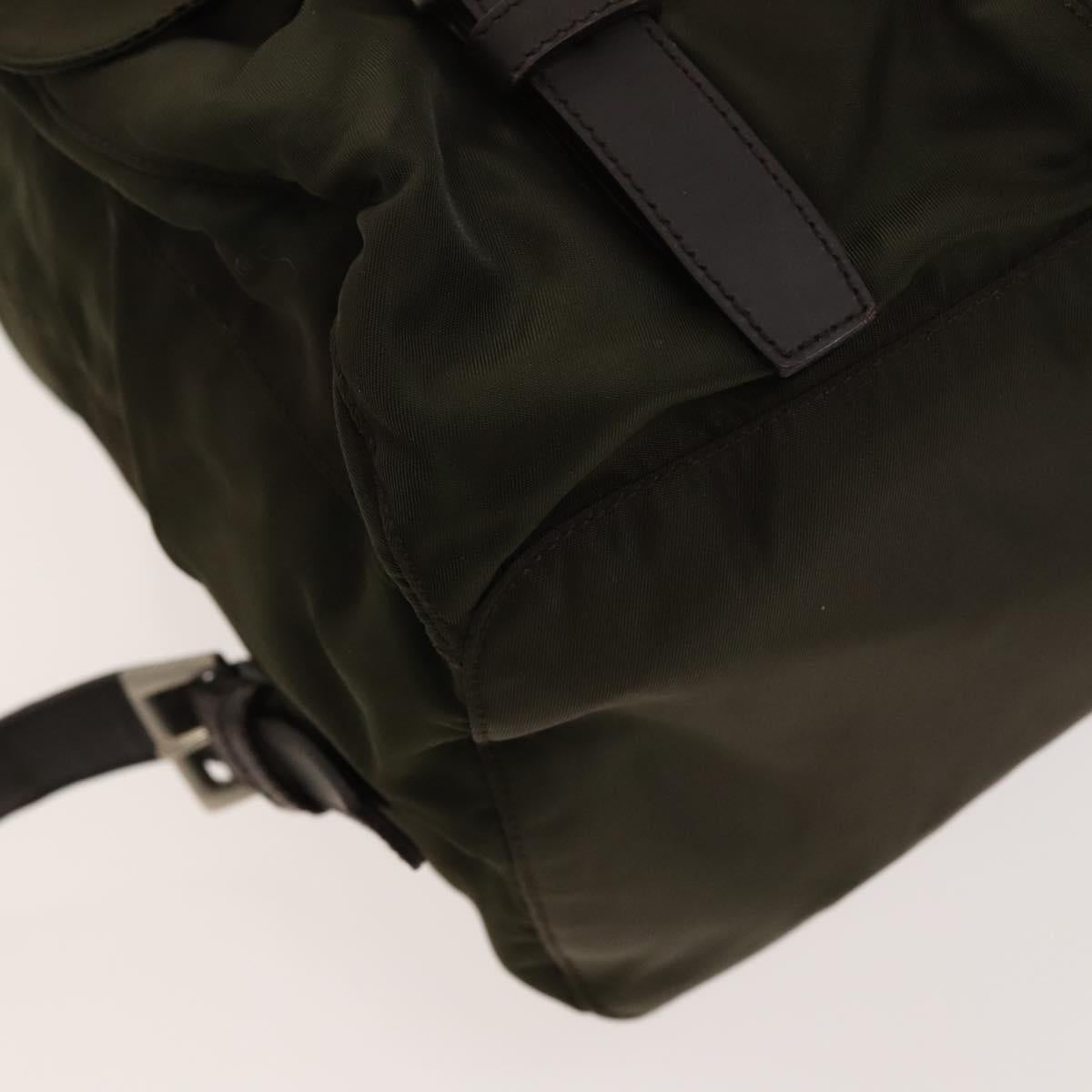 PRADA Backpack Nylon Khaki Silver Auth ki5760