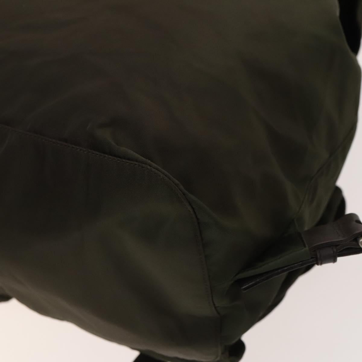 PRADA Backpack Nylon Khaki Silver Auth ki5760