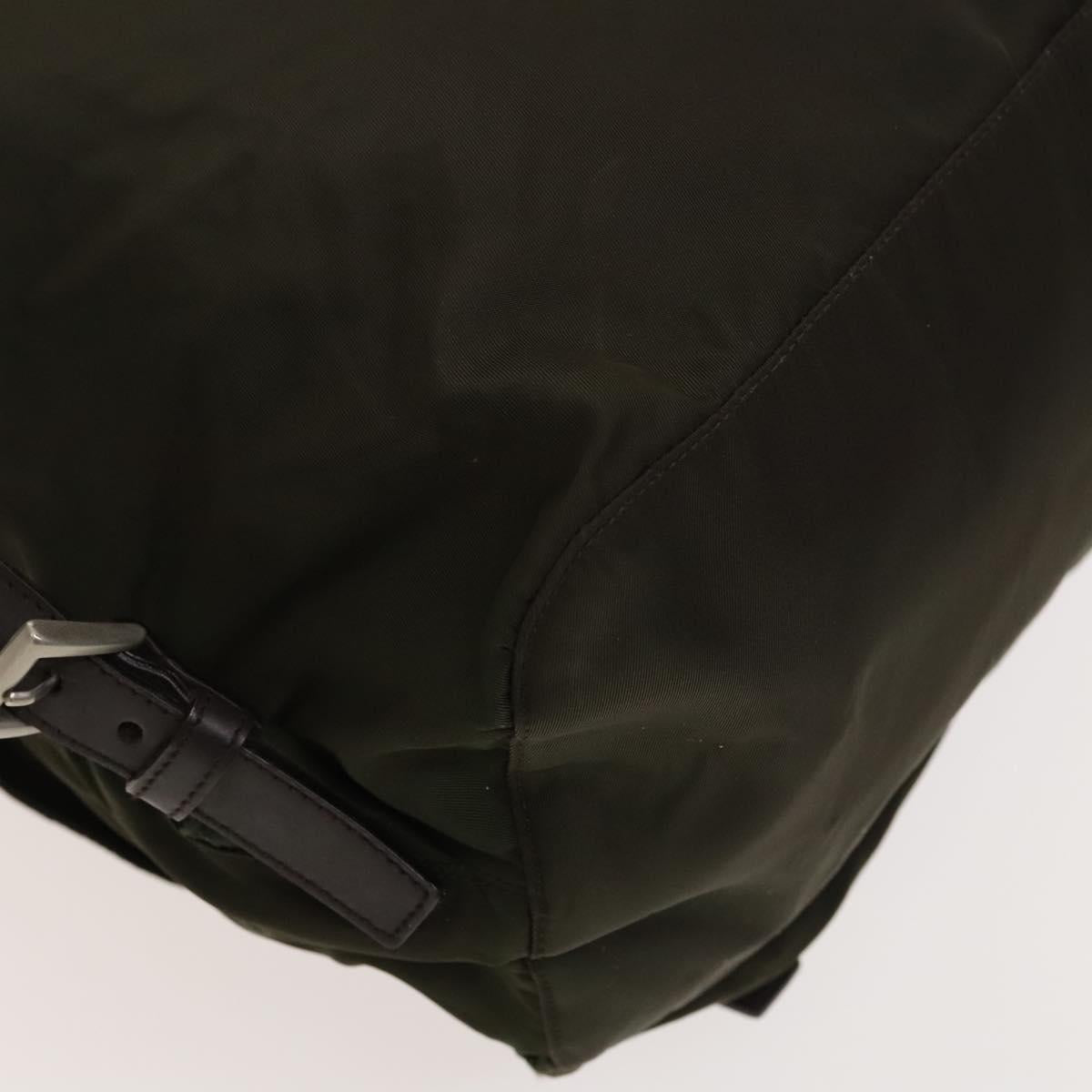 PRADA Backpack Nylon Khaki Silver Auth ki5760