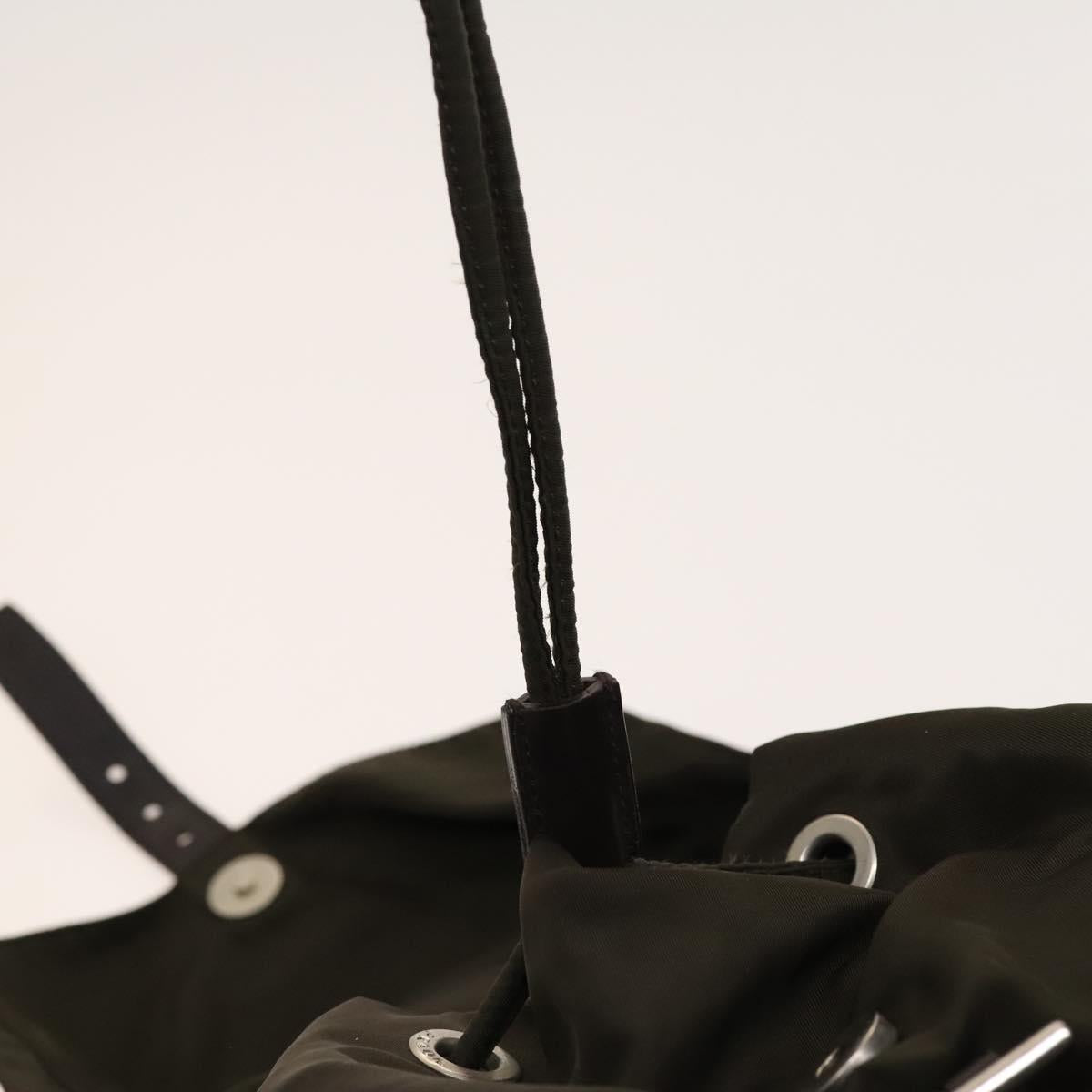 PRADA Backpack Nylon Khaki Silver Auth ki5760