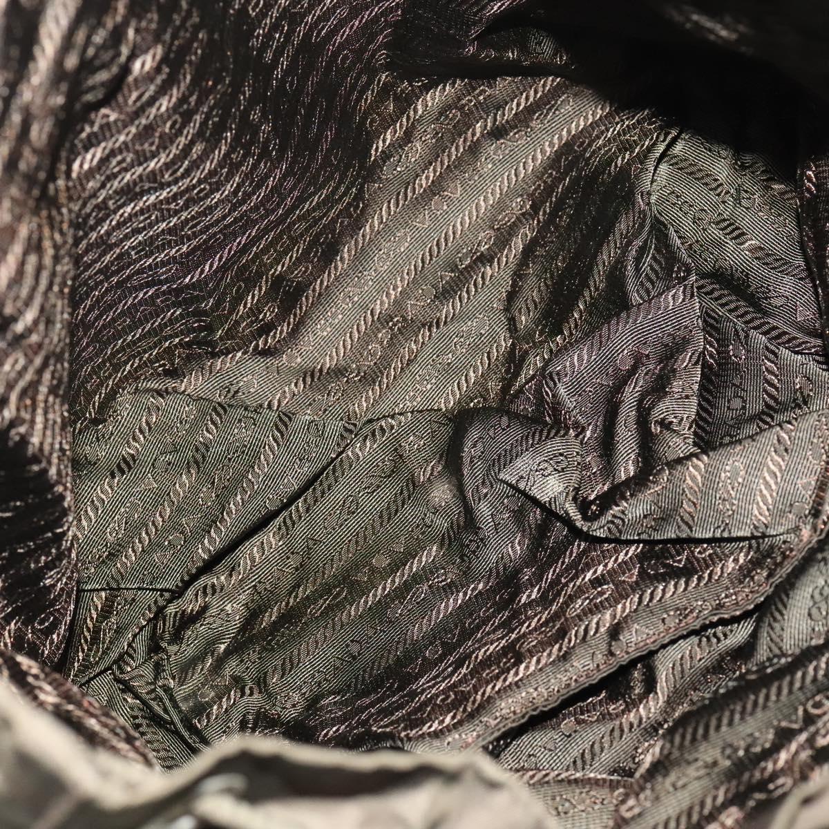 PRADA Backpack Nylon Khaki Silver Auth ki5760