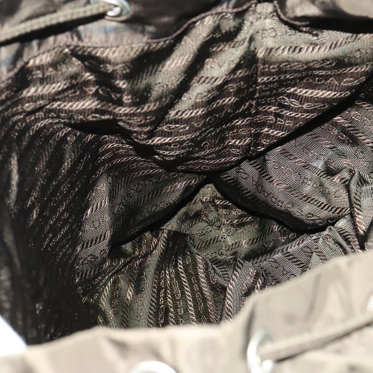 PRADA Backpack Nylon Khaki Silver Auth ki5760