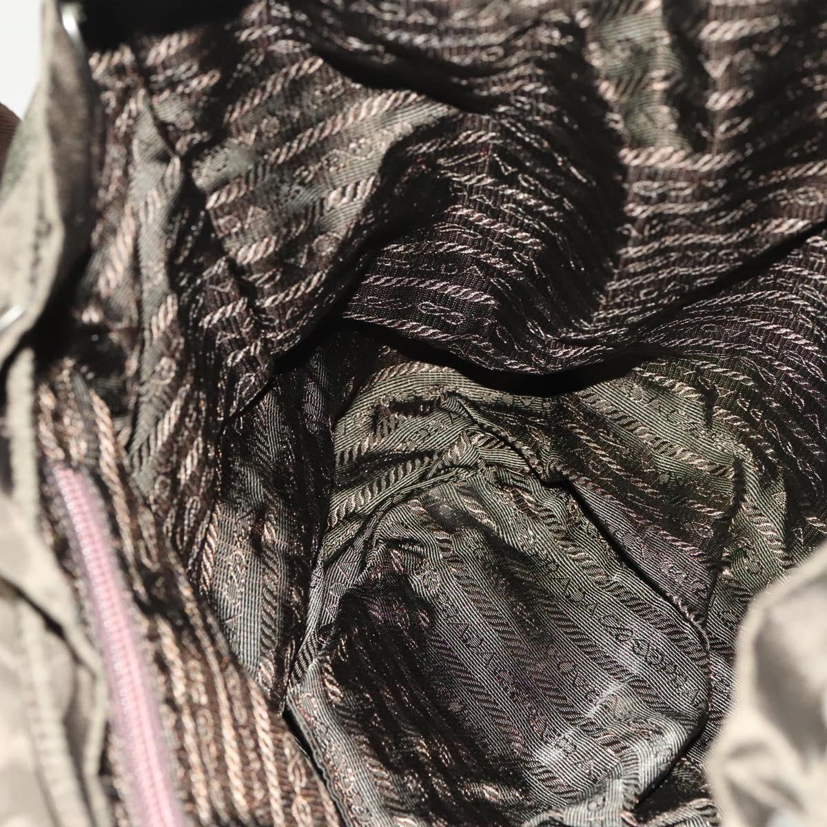 PRADA Backpack Nylon Khaki Silver Auth ki5760