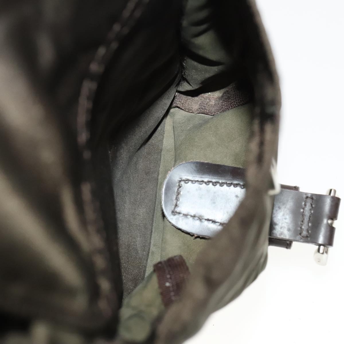 PRADA Backpack Nylon Khaki Silver Auth ki5760