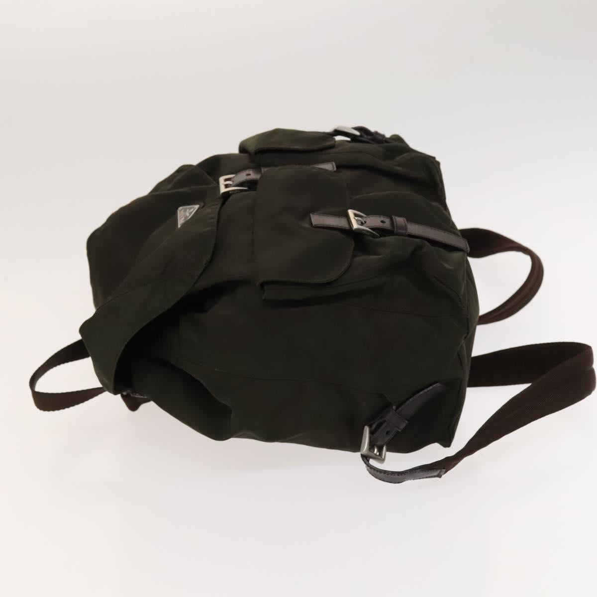 PRADA Backpack Nylon Khaki Silver Auth ki5760