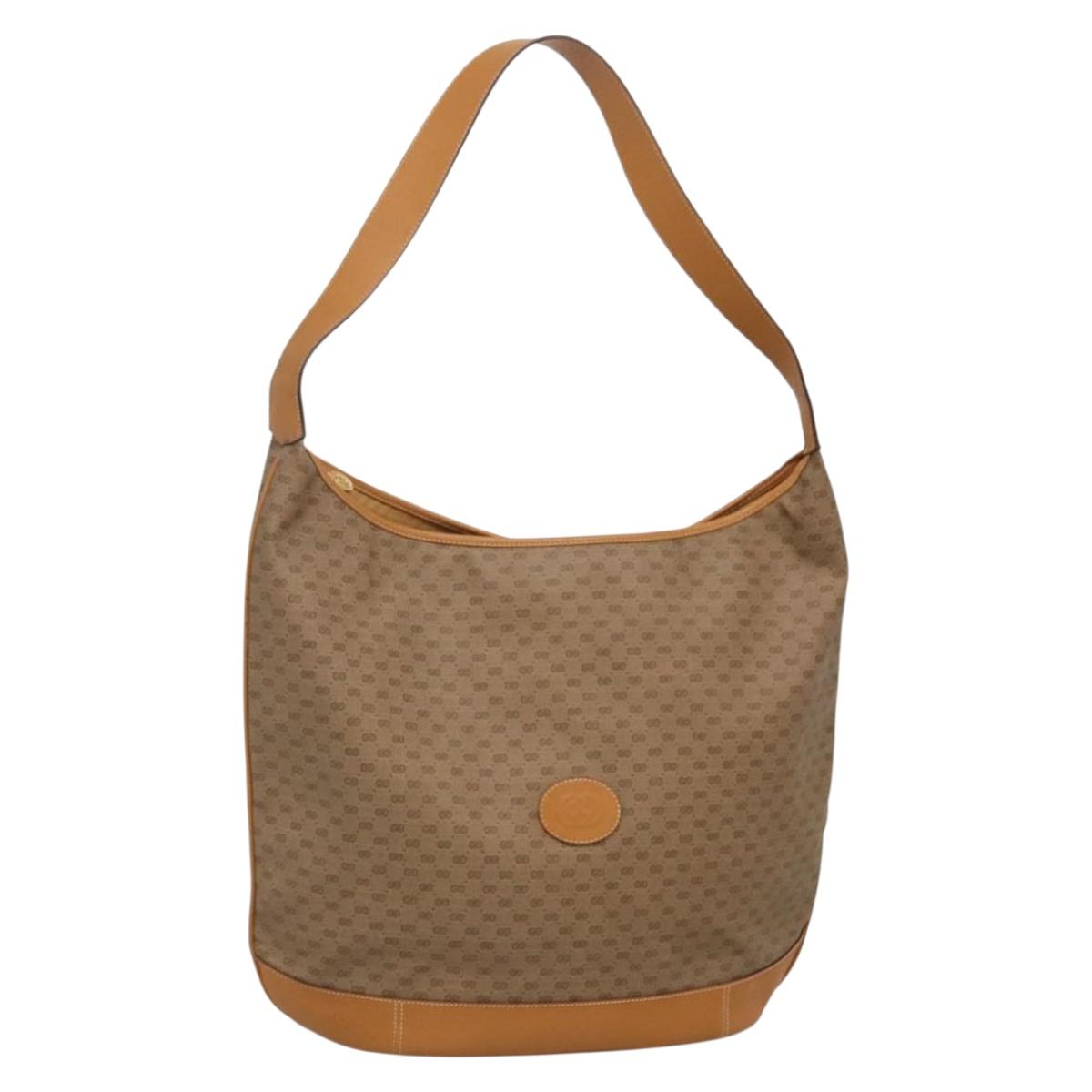 GUCCI Micro GG Supreme Shoulder Bag PVC Beige Gold Auth ki5782