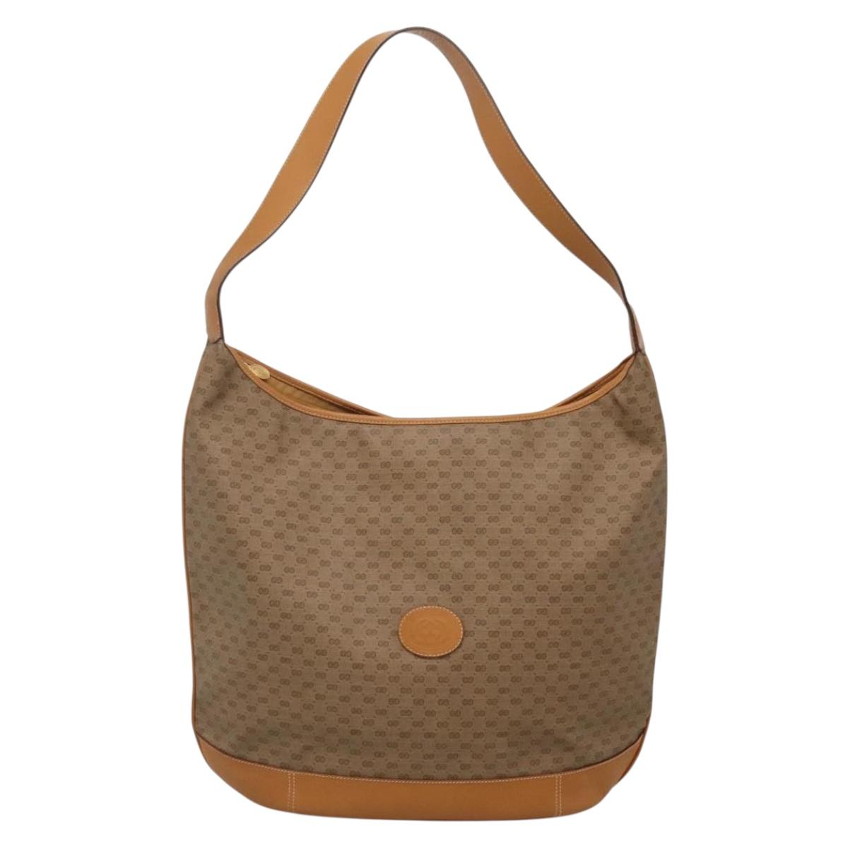 GUCCI Micro GG Supreme Shoulder Bag PVC Beige Gold Auth ki5782