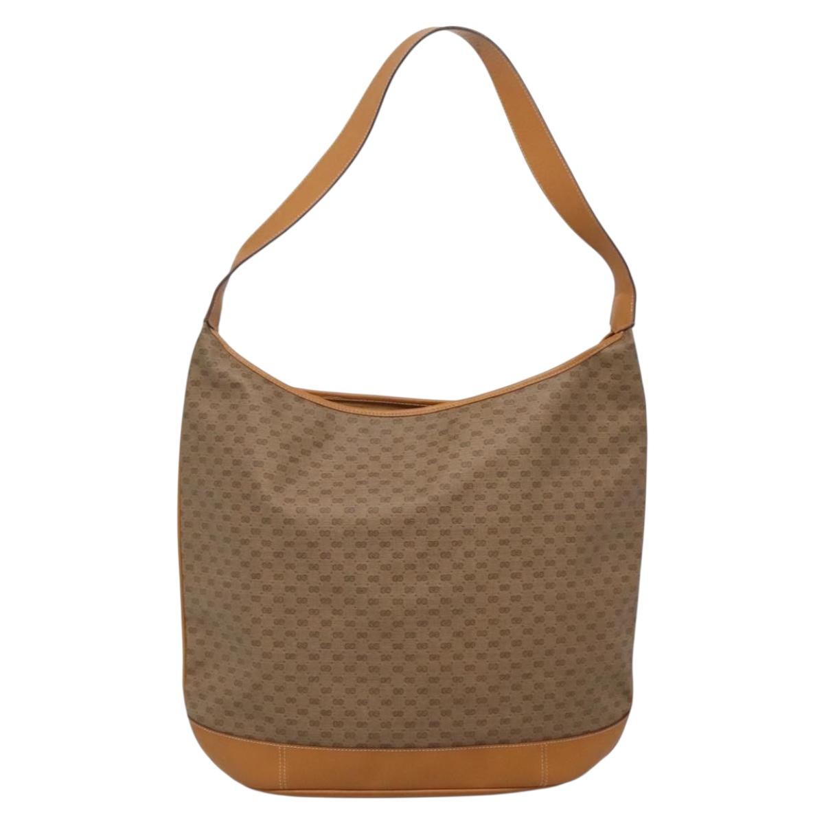 GUCCI Micro GG Supreme Shoulder Bag PVC Beige Gold Auth ki5782