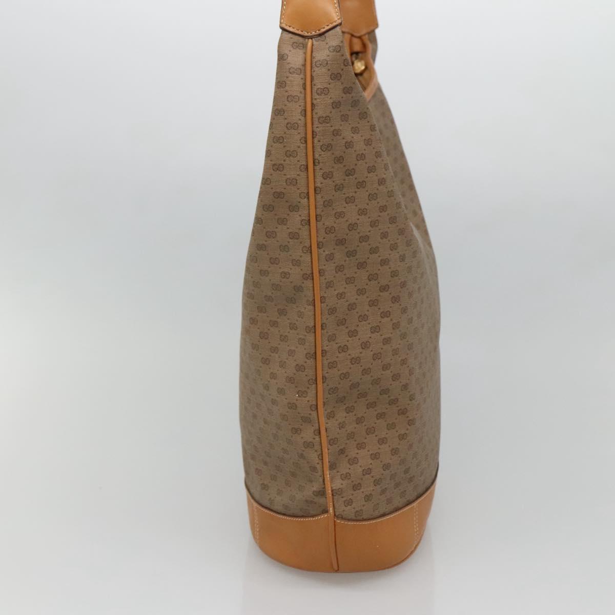 GUCCI Micro GG Supreme Shoulder Bag PVC Beige Gold Auth ki5782