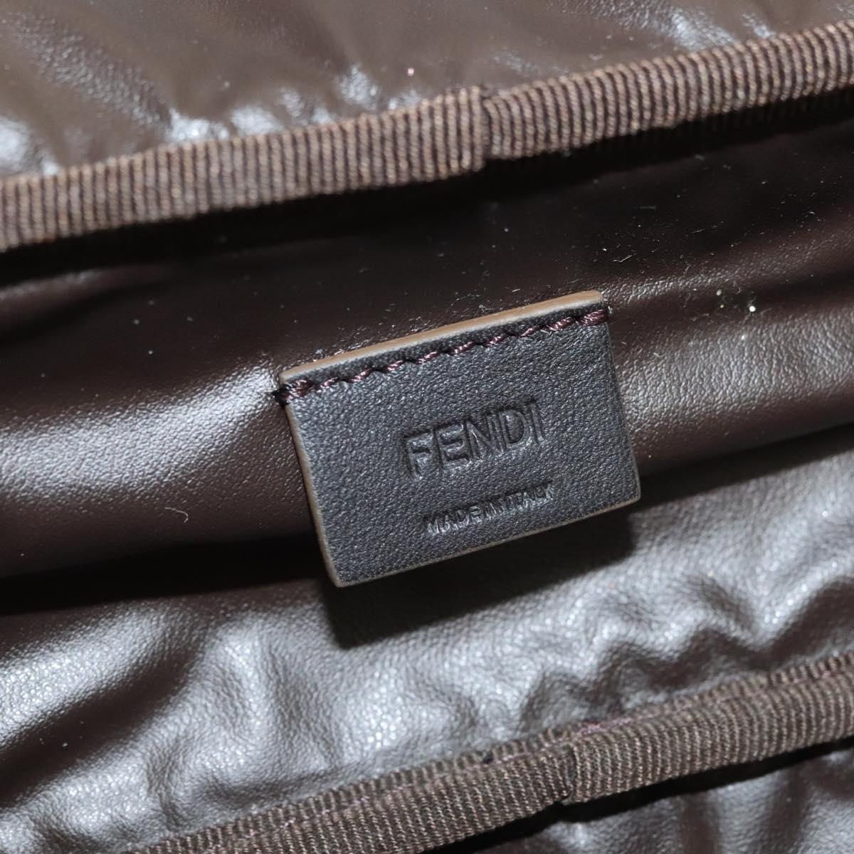 FENDI Zucca Canvas Vanity Pouch Beige Gold Auth ki5784