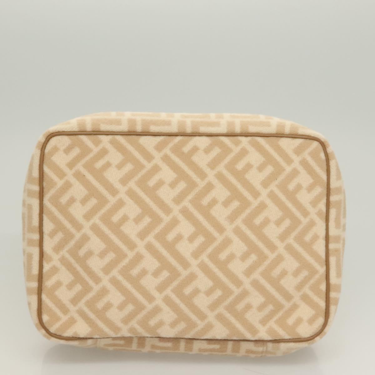FENDI Zucca Canvas Vanity Pouch Beige Gold Auth ki5784